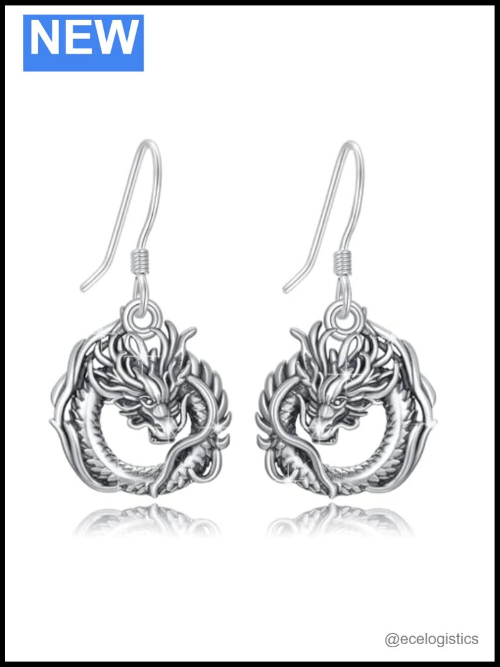 925 Sterling Silver Dragon Dangle Drop Earrings Gothic Jewelry